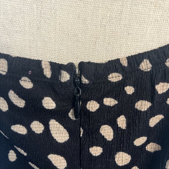 NWT Francesca’s Ridley Keyhole Midi Dress Black Tan Dot Print Size Large - Picture 6 of 9